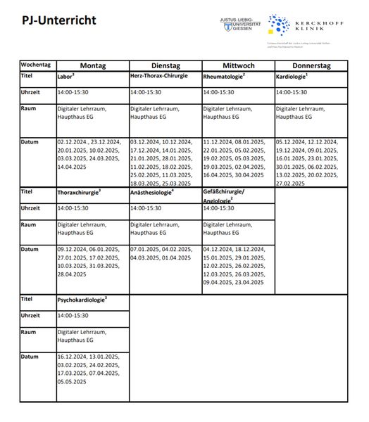 Unterricht PJler 2024 - 2025