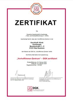 Zertifikat Vorhofflimmer Zentrum