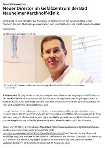 PD Dr. Jörg Herold neuer Direktor Angiologie