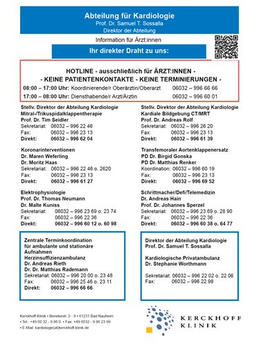 Hotline Kardiologie Kerckhoff-Klinik