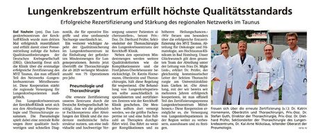 Rezertifizierung Lungenkrebszentrum