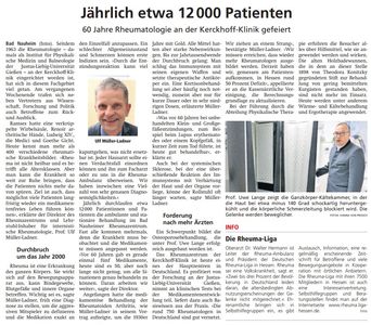 Jährlich etwa 12 000 Patienten - Rheumatologie
